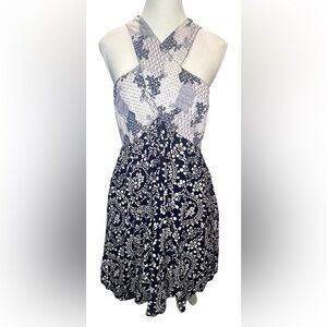 Free People Monochrome Floral Mini Dress